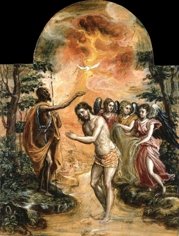 El Greco The Baptism of Christ Norge oil painting art